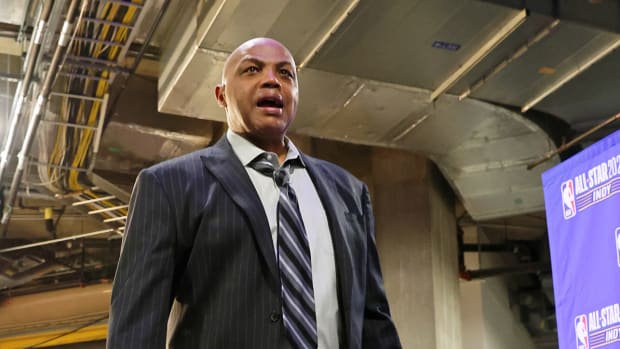 NBA former player Charles Barkley arrives before the 73rd NBA All Star game at Gainbridge Fieldhouse. 